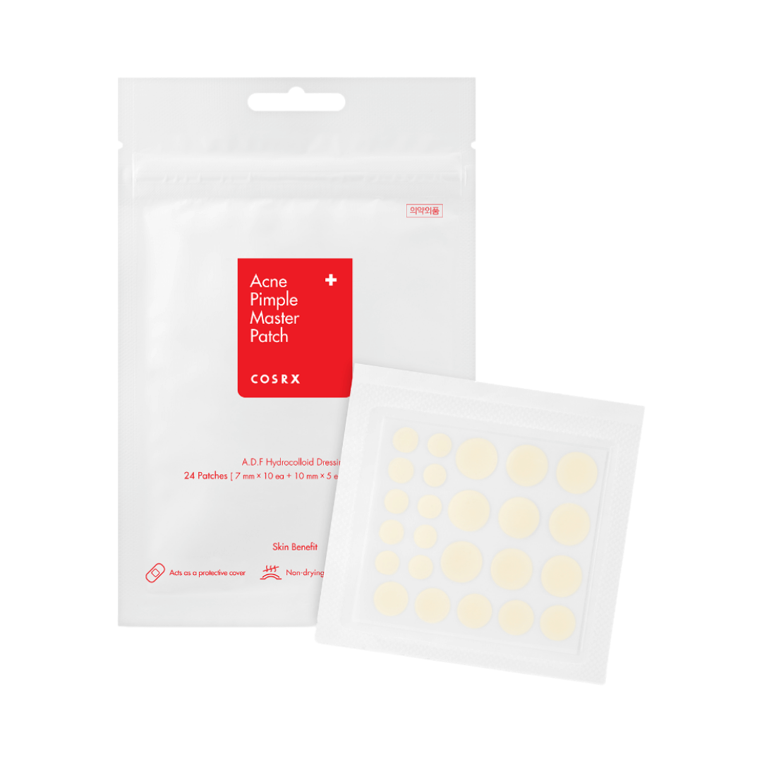 COSRX Acne Pimple Master Patch para curación nocturna de granos.