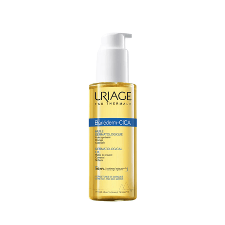 Bariederm Cica-Oil utilizado para mejorar la apariencia de cicatrices recientes de Uriage.
