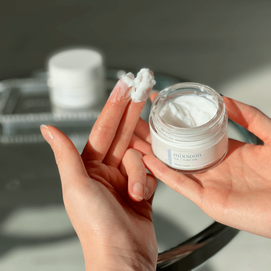 Bifida Cream Mixsoon para hidratar, nutrir y mejorar elasticidad.