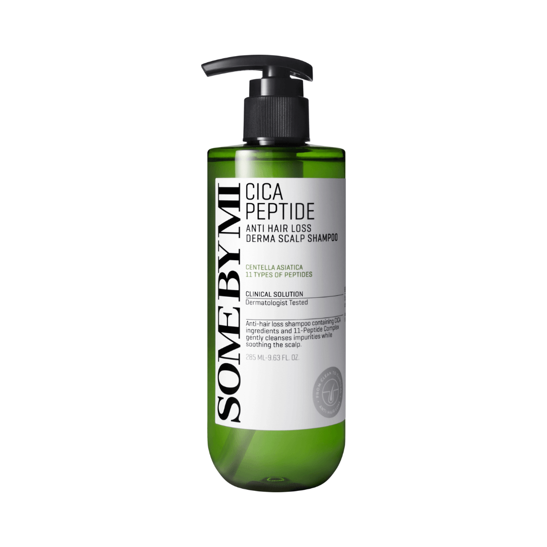 Shampoo Some By Mi Cica Peptide anti caída para cabello debilitado.