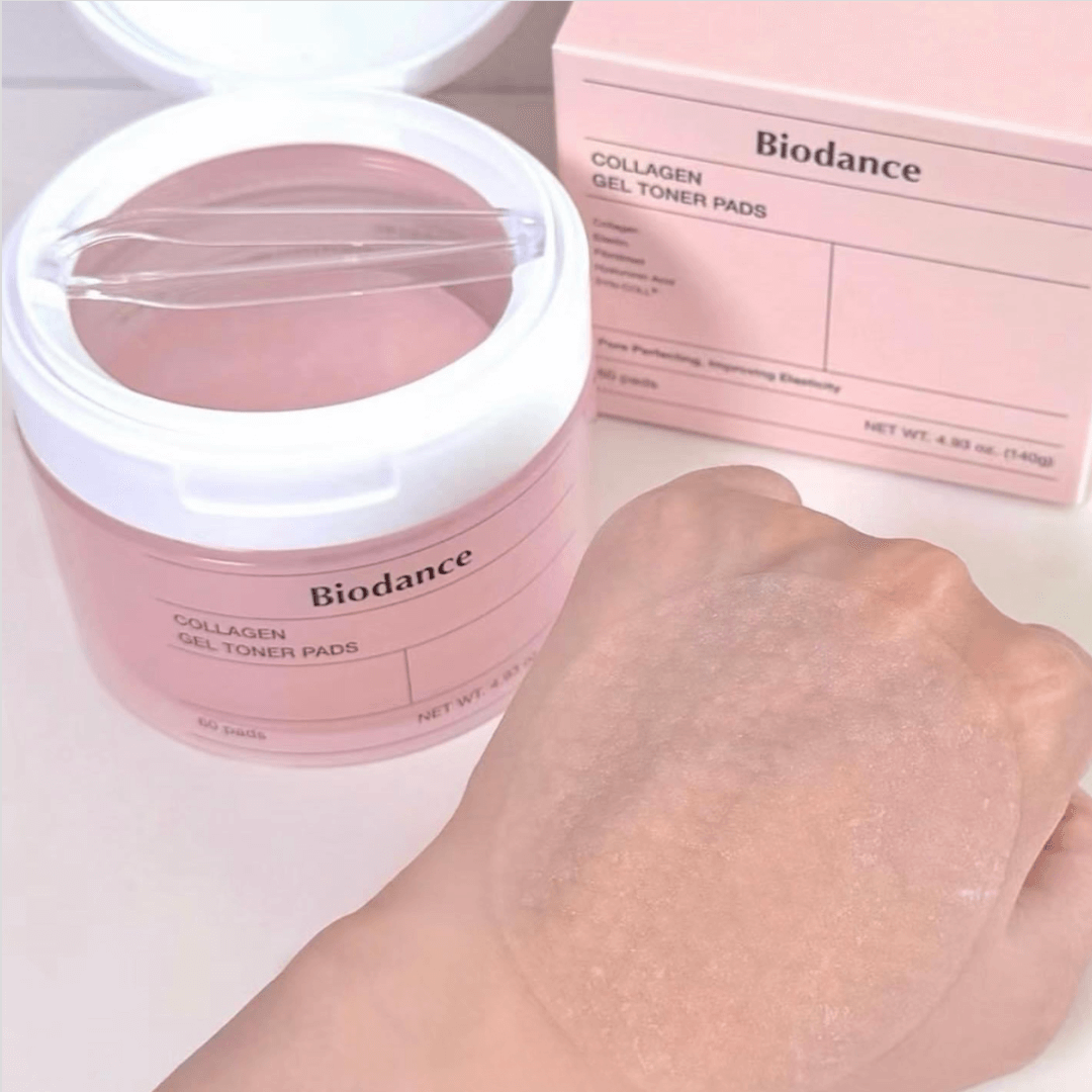 Pads tonificantes con colágeno de Biodance, ideales para tonificar e hidratar la piel en un solo paso.