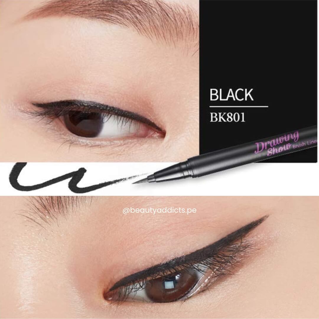 Drawing Show Brush Liner Etude House fórmula resistente al agua y al sudor para larga duración.