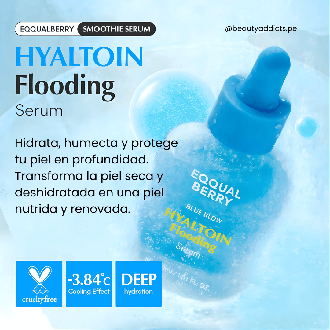 Suero hidratante Eqqualberry con ácido hialurónico y textura ligera.