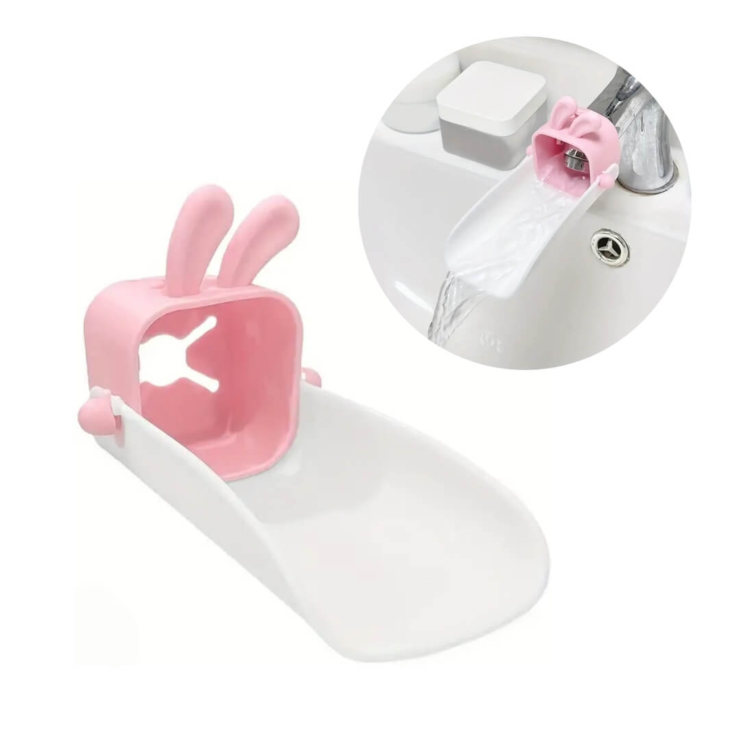 Extensor de grifo ajustable, ideal para facilitar el acceso al agua en lavabos y fregaderos.