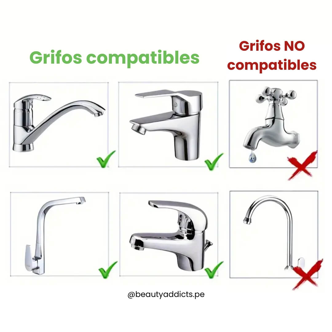 Extensor de grifo en colores vibrantes, ideal para facilitar el lavado de manos.