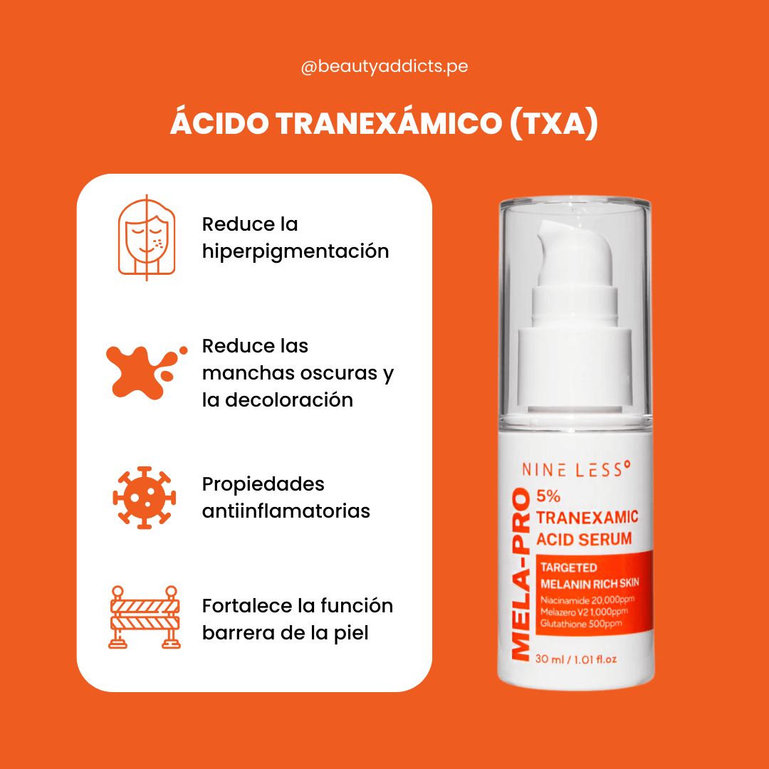 Tranexamic Acid Serum 5% Nineless para hiperpigmentación y manchas oscuras para pieles sensibles.