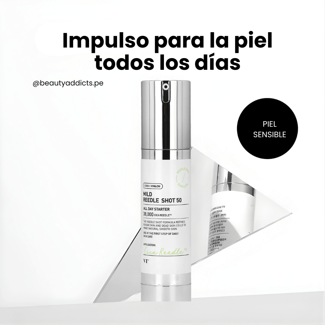 Mild Reedle Shot 50 VT Cosmetics para piel sensible que busca maximizar cada paso de cuidado.