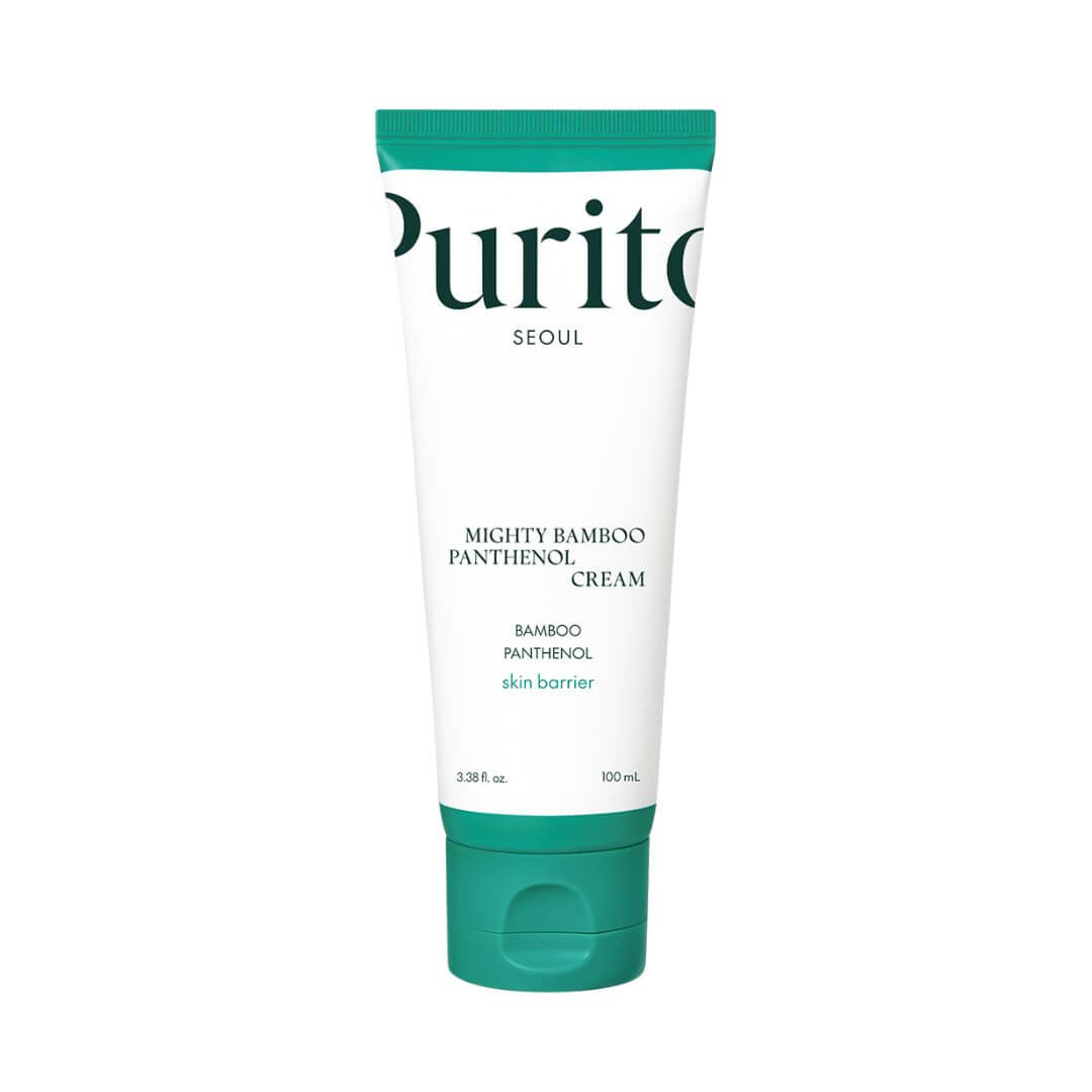 Mighty Bamboo Panthenol Cream de Purito Seoul, crema hidratante con extracto de bambú y pantenol para calmar la piel.