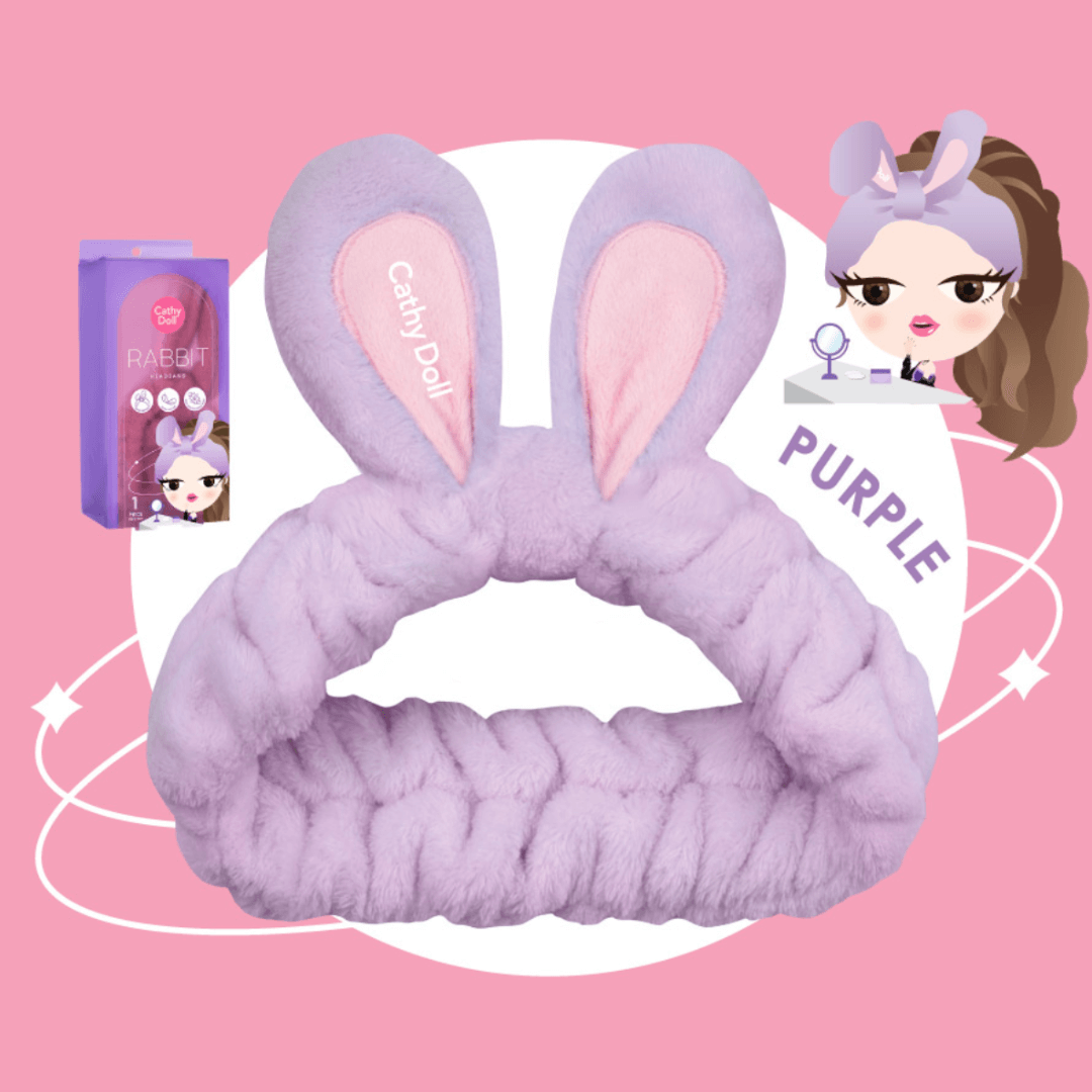 Vincha Rabbit Headband Cathy Doll accesorio suave para skincare y maquillaje.