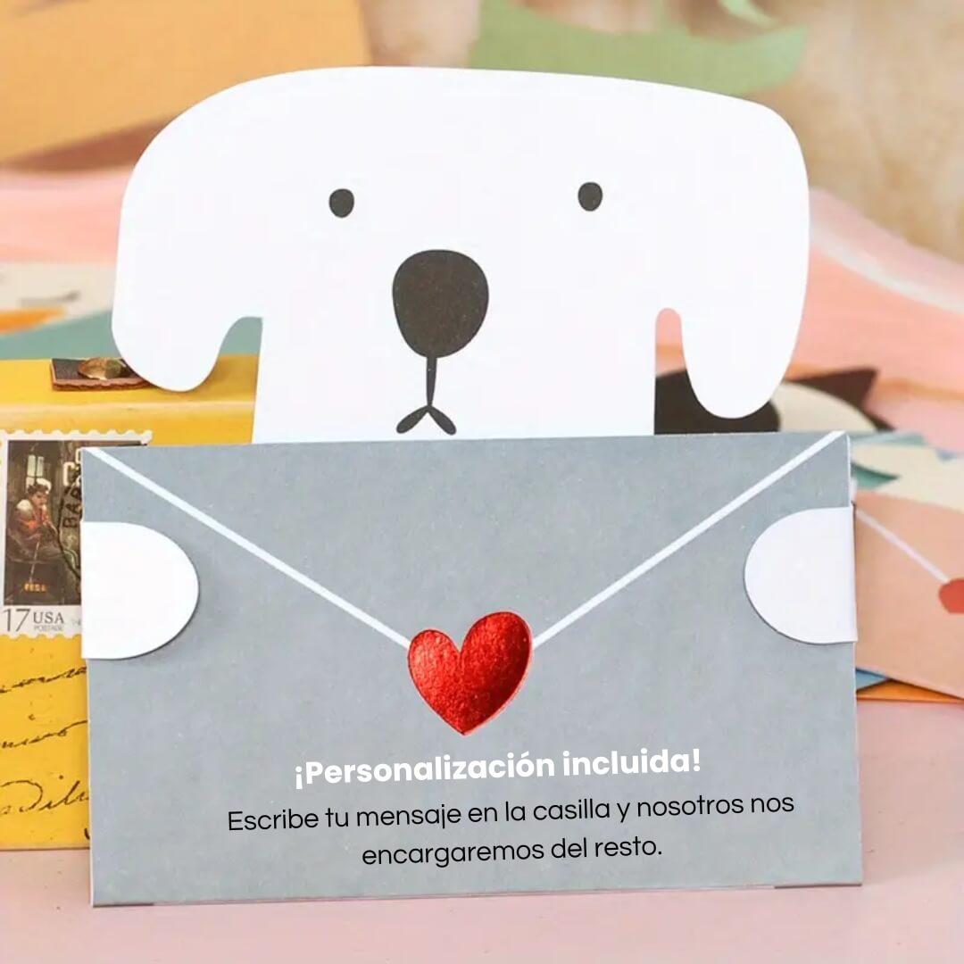 Tarjeta con ilustraciones de animalitos tiernos, perfecta para mensajes especiales y celebraciones únicas.