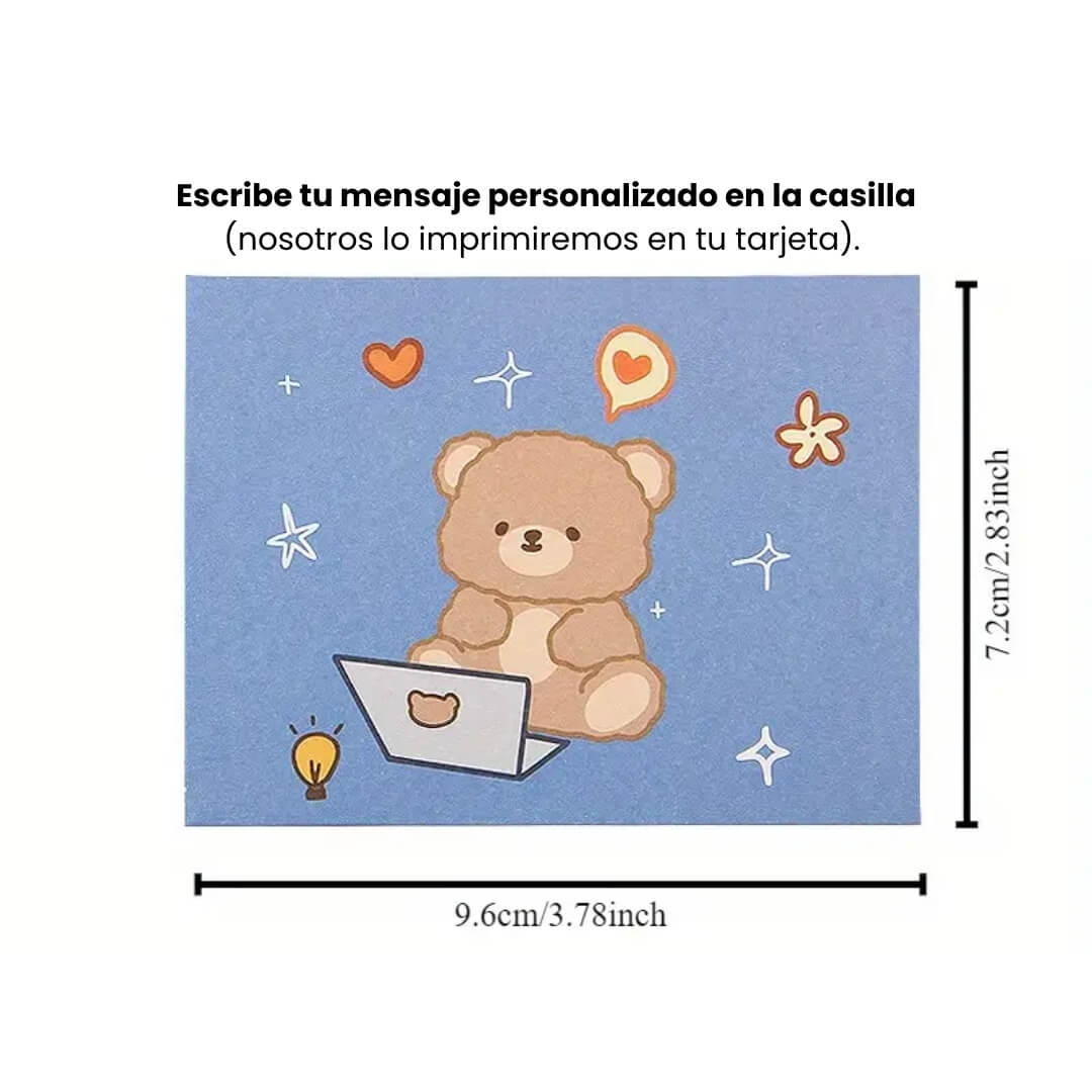 Diseño kawaii encantador en una tarjeta versátil para cumpleaños, agradecimientos y más.