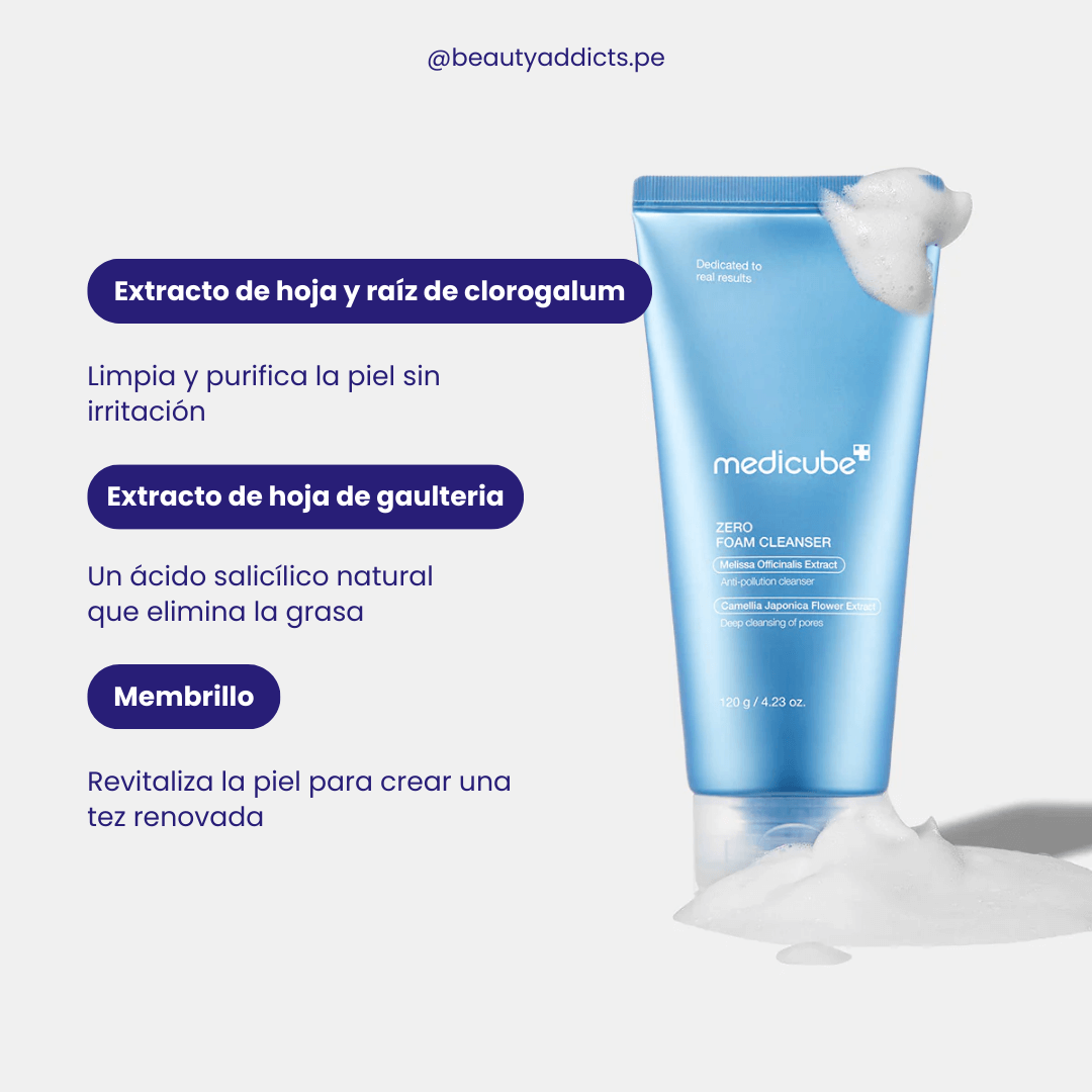 Limpiador facial Medicube Zero Foam para piel grasa y poros dilatados.