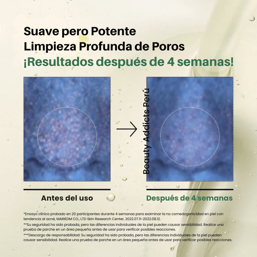 Antes y después del aceite limpiador facial Heartleaf Pore Control de Anua, formulado para limpiar a fondo los poros y mantener la piel suave y equilibrada.