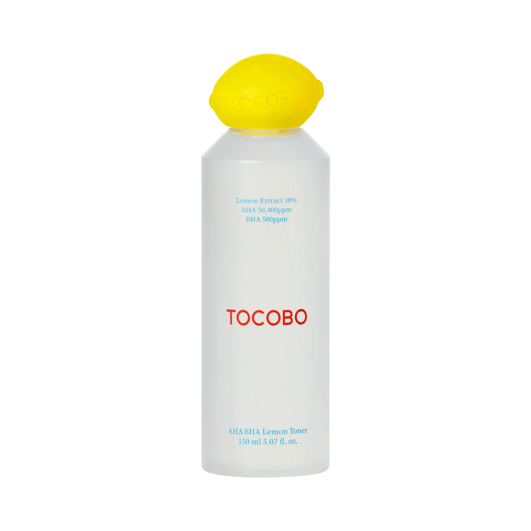 AHA BHA Lemon Toner de Tocobo para una piel iluminada y sin poros obstruidos.
