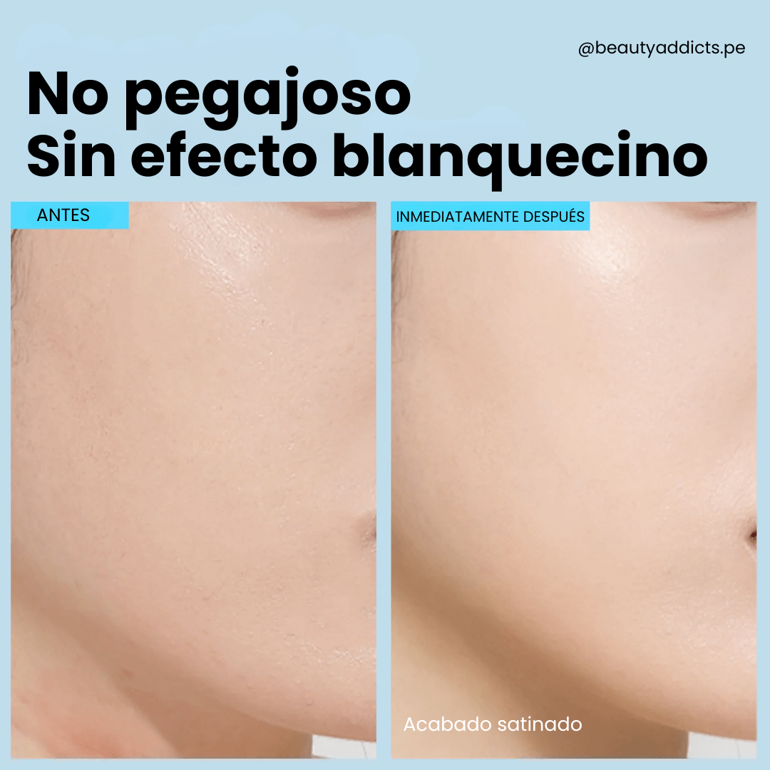 Fabyou Aqua Relaxing Sun Cream SPF50 no es pegajoso y no deja residuo blanco.