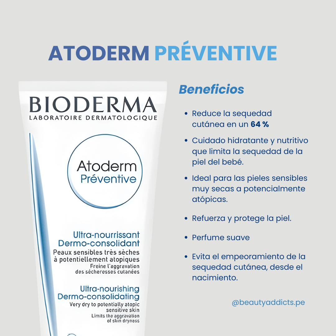 Atoderm Preventive Bioderma nutre intensamente y fortalece la barrera cutánea.