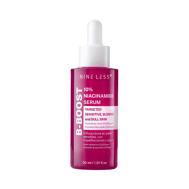 B-Boost 10% Niacinamide Serum de Nineless que regula el sebo y mejora visiblemente la textura de la piel.