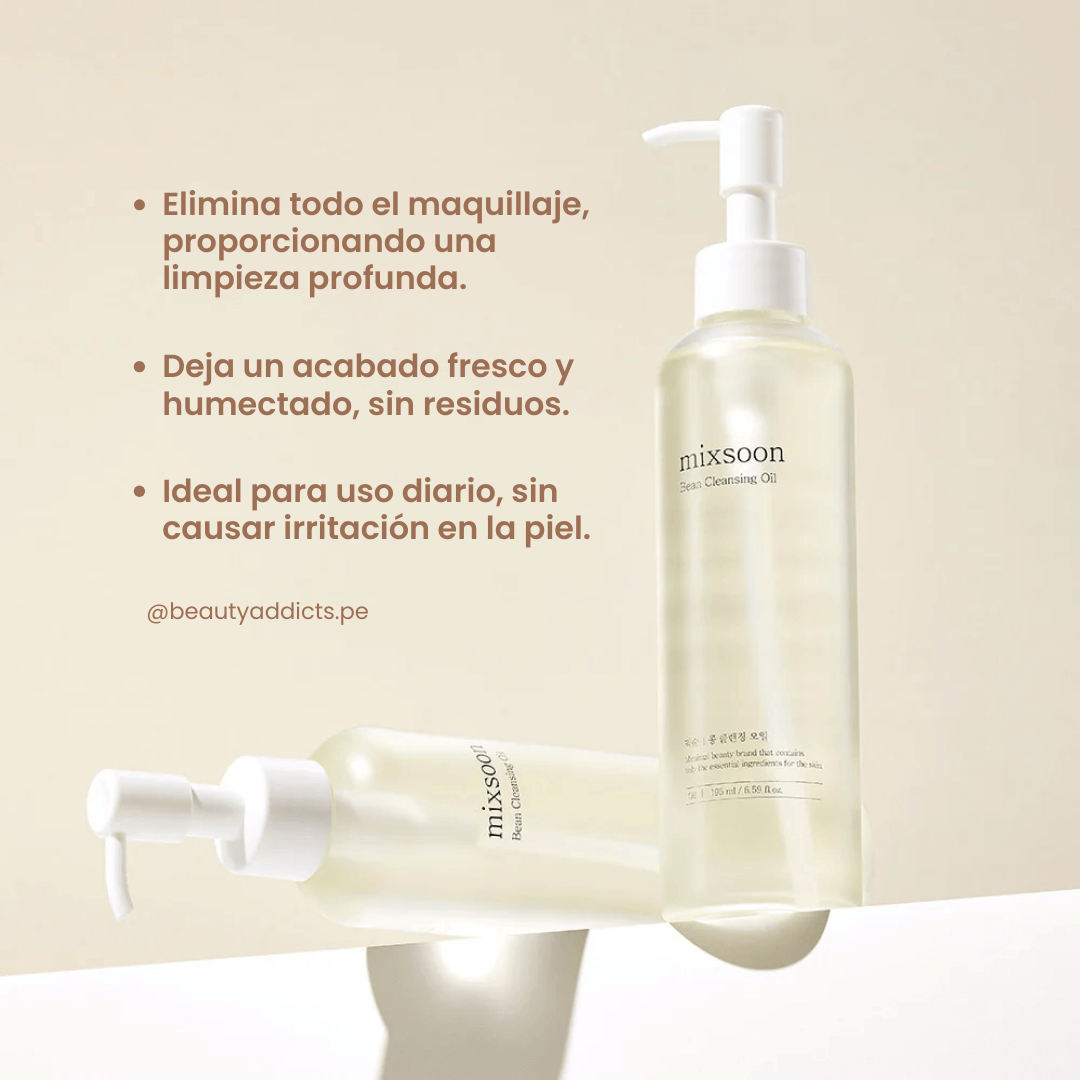 Aceite limpiador Bean Cleansing Oil de Mixsoon, ideal para todo tipo de piel, incluso sensible.