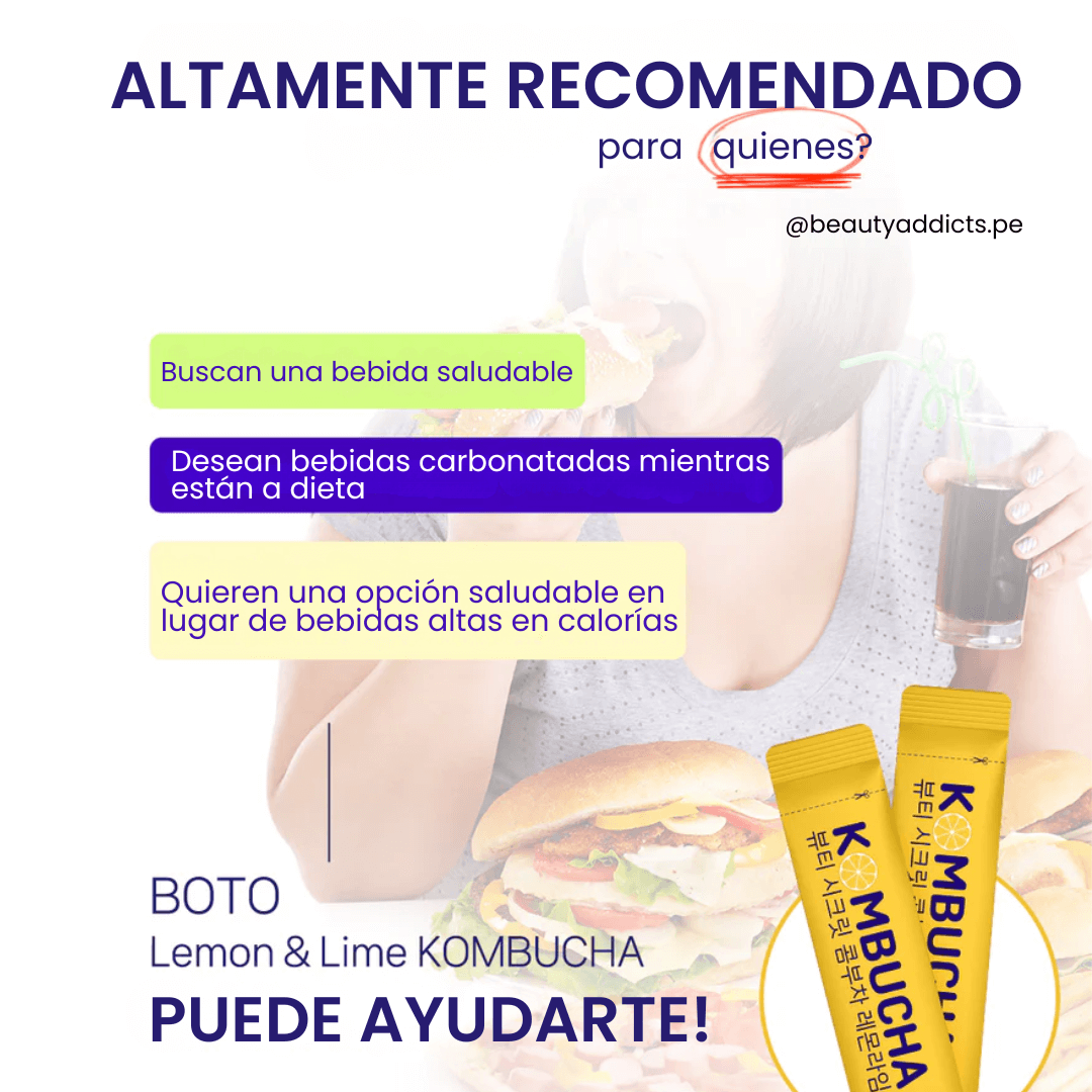 Beauty Secret Kombucha Lemon Lime Boto favorece la absorción de nutrientes y bienestar digestivo.
