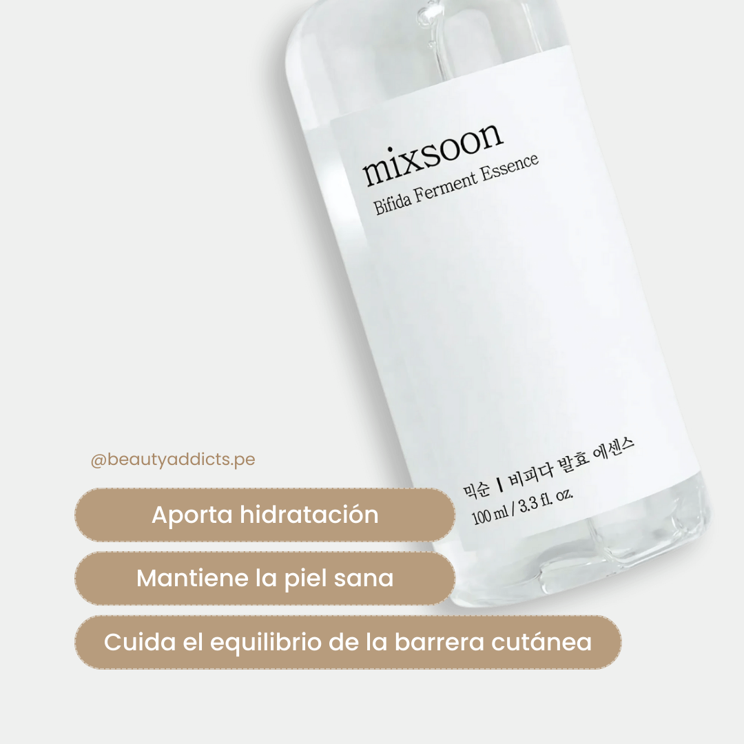 Mixsoon Bifida Ferment Essence, esencia coreana para fortalecer la barrera cutánea y reparar la piel deshidratada.