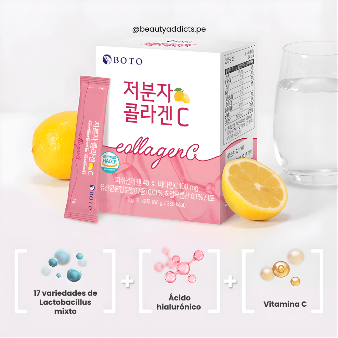 Colágeno coreano Boto con moléculas pequeñas y vitamina C.