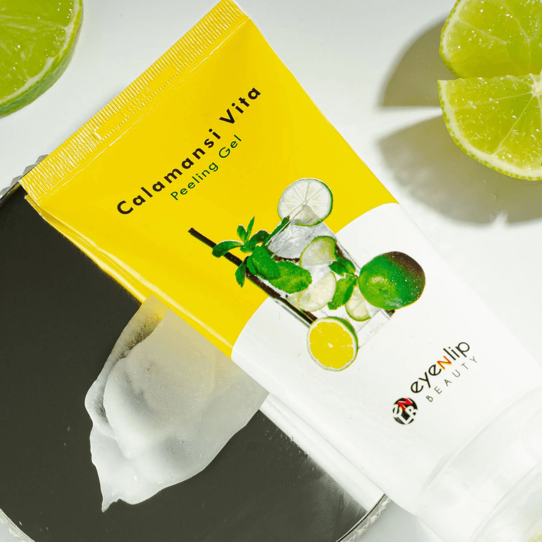 Exfoliante facial de Eyenlipcon vitamina C y calamansi que deja la piel suave, clara y revitalizada.