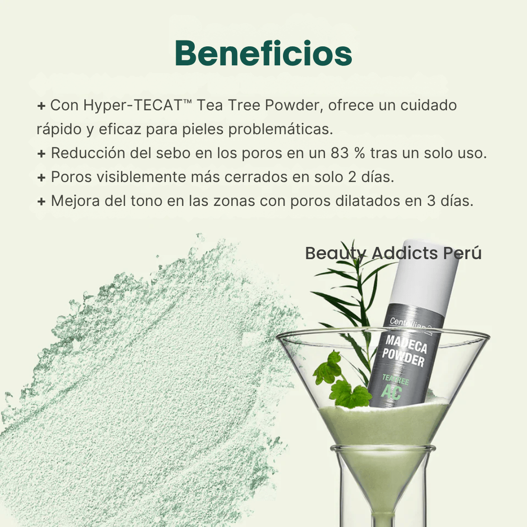 Tratamiento en polvo para piel grasa con acción calmante y purificante.