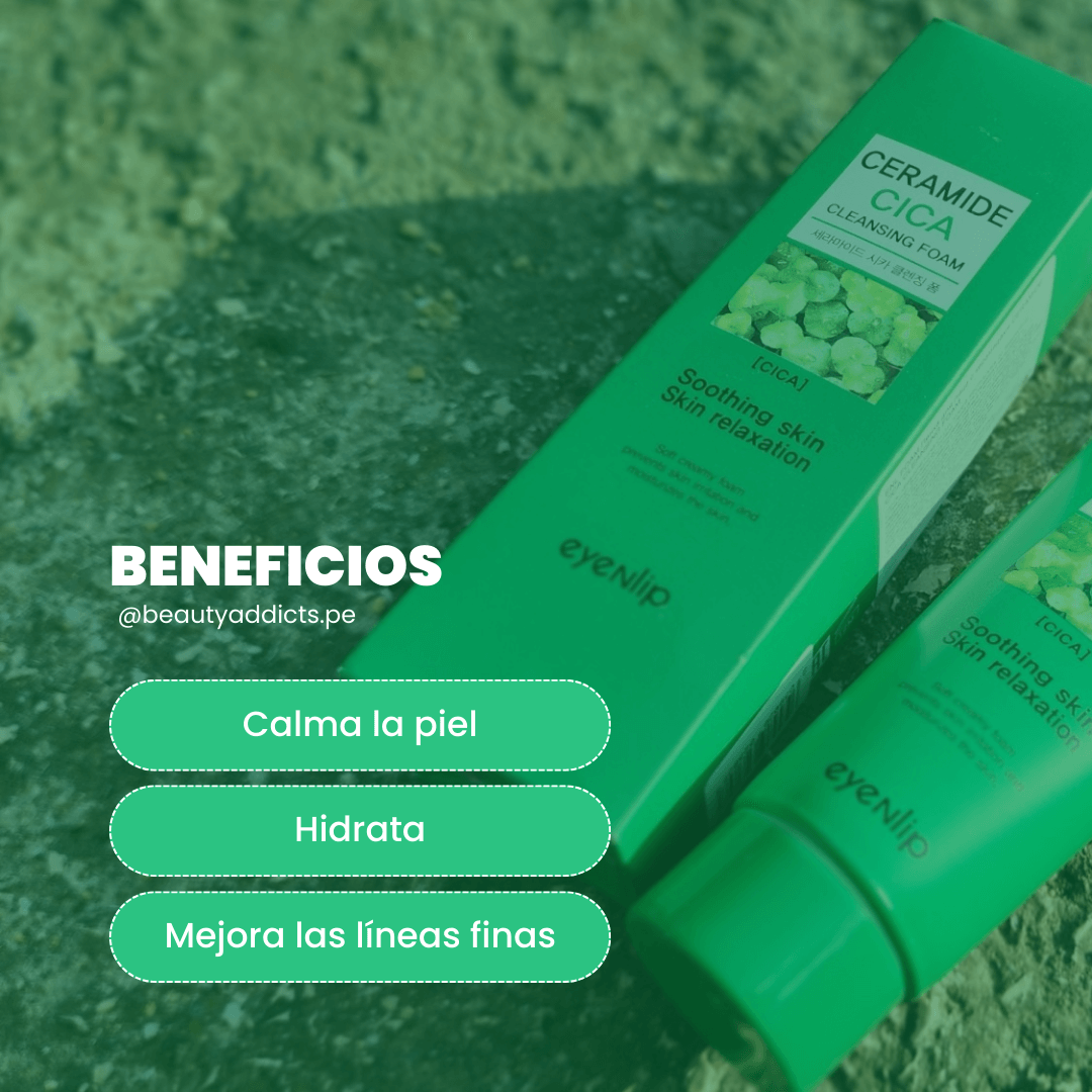 Eyenlip Ceramide Cica Calming Foam que limpia y mejora lineas finas de la piel.