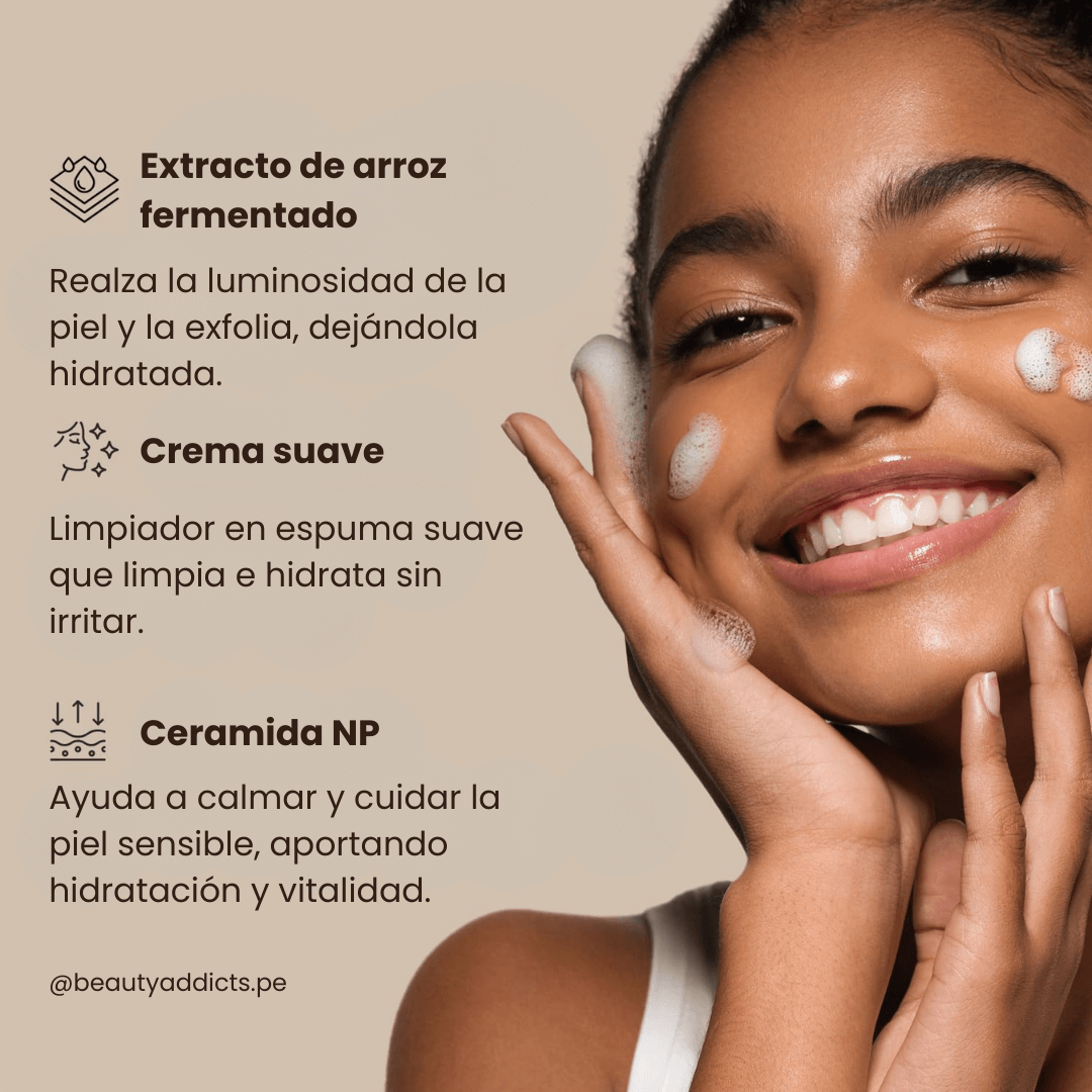 Eyenlip Ceramide Rice Cleansing Foam que elimina impurezas y mejora la textura de la piel.
