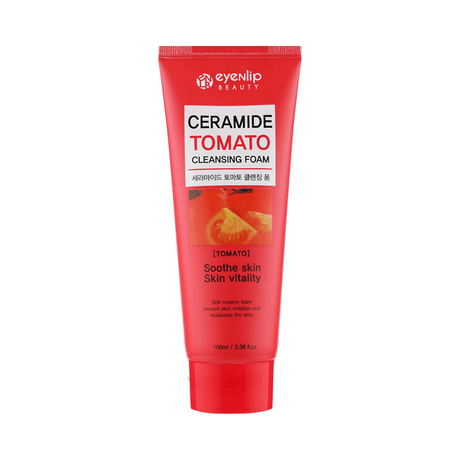 Ceramide Tomato Cleansing Foam, para una limpieza suave y aporta elasticidad a la piel.