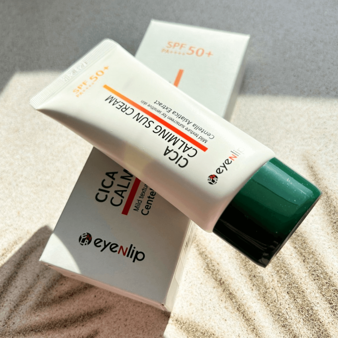 Eyenlip Cica alming Sun Cream de aplicación suave y con efecto tonificante.