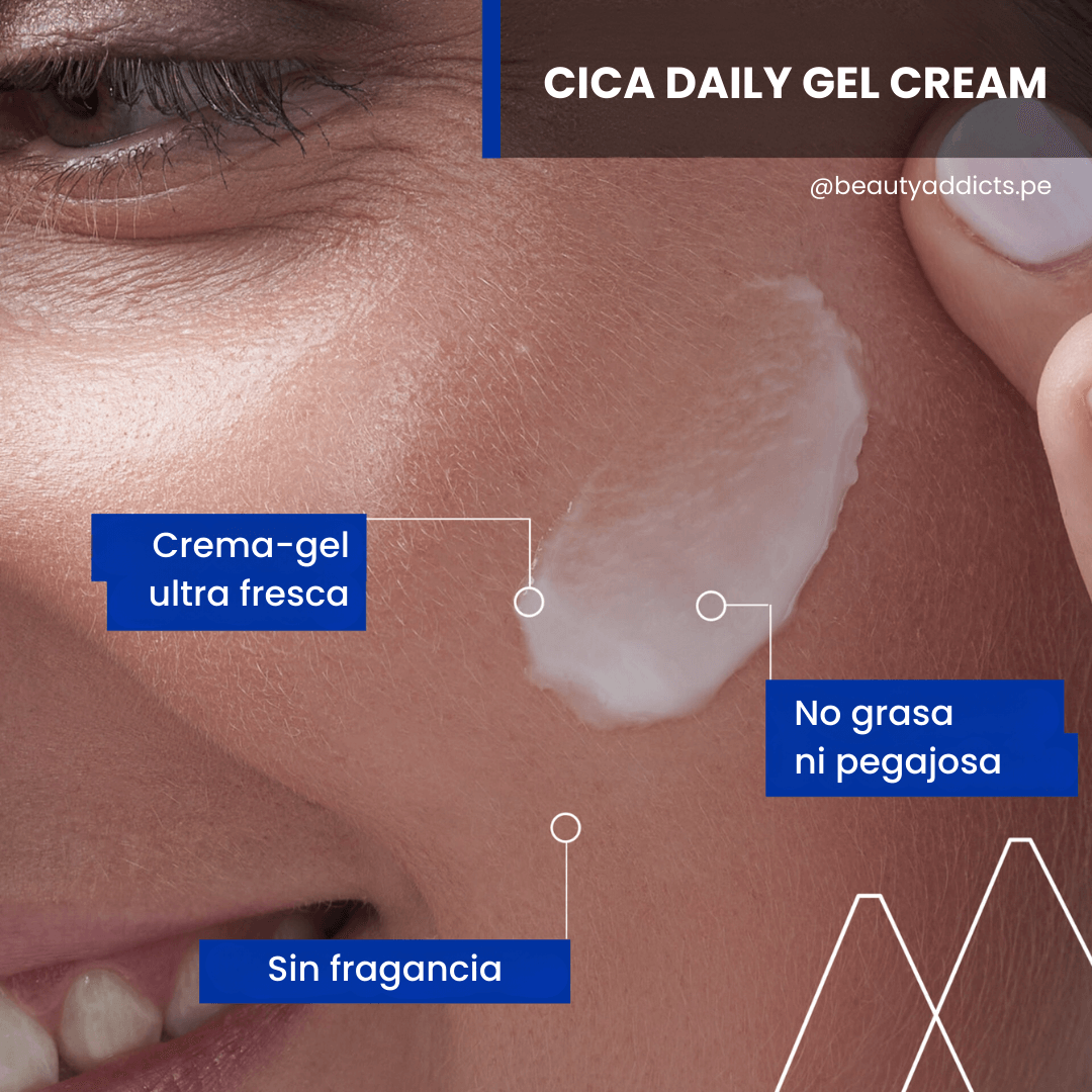 Uriage Cica Daily Gel Cream de textura no grasa ni pegajosa, sin fragancia y con sensación ultrafresca.