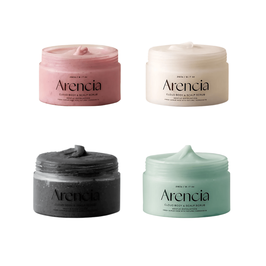 Exfoliantes 2 en 1 para cuerpo y cuero cabelludo de Arencia Cloud Scrub.