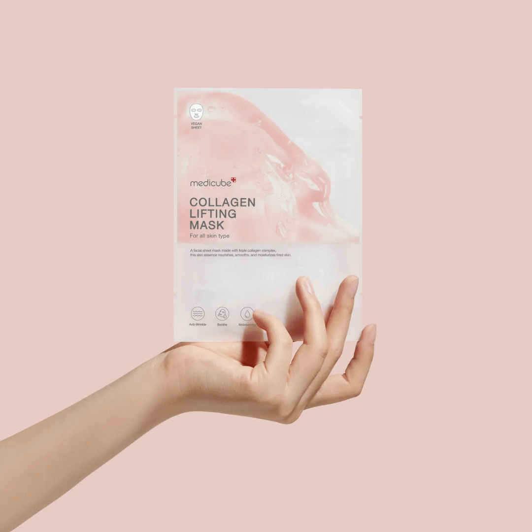 Medicube Collagen Lifting Mask que reafirma y revitaliza la piel dejándola con un aspecto juvenil.