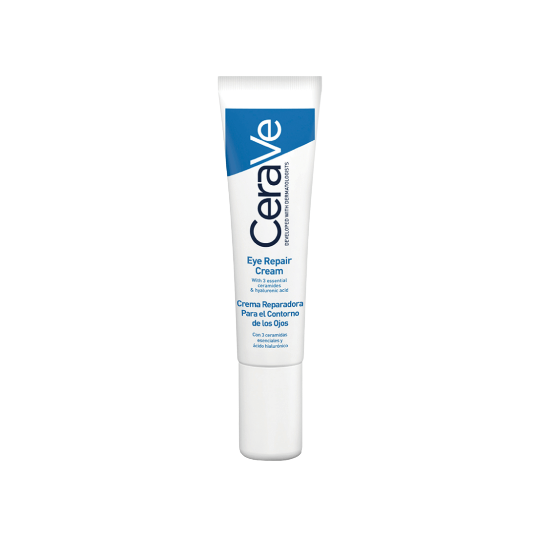 CeraVe Contorno de ojos con ceramidas que refuerzan la barrera cutánea delicada del contorno.