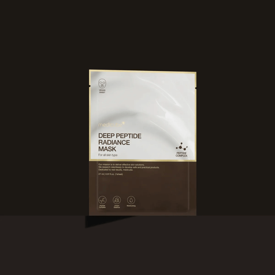 Medicube Deep Peptide Radiance Mask que elimina líneas profundas y opacidad de la piel.