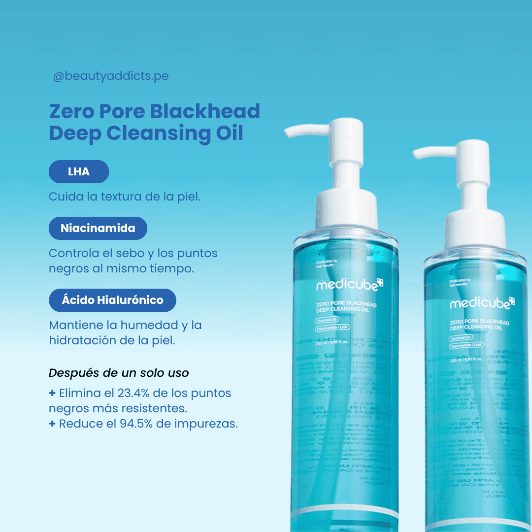 Aceite limpiador Medicube con LHA y niacinamida que disuelve puntos negros y maquillaje resistente