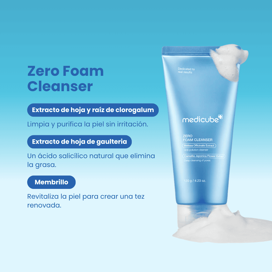 Espuma limpiadora Medicube con extractos de membrillo, melisa y flor de azahar para purificar la piel