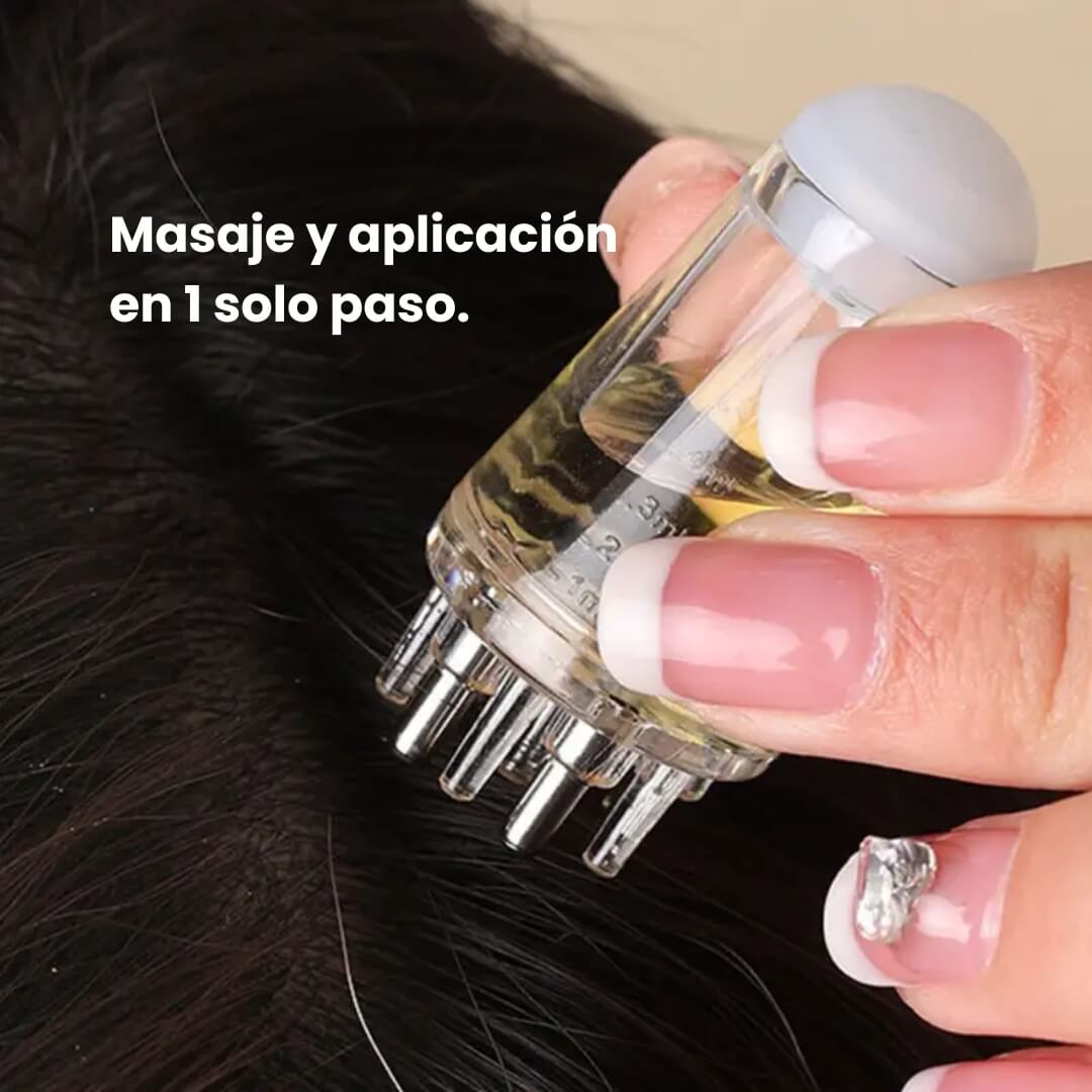 Dosificador para cabello con cabezal masajeador, perfecto para cuidado y aplicación precisa.