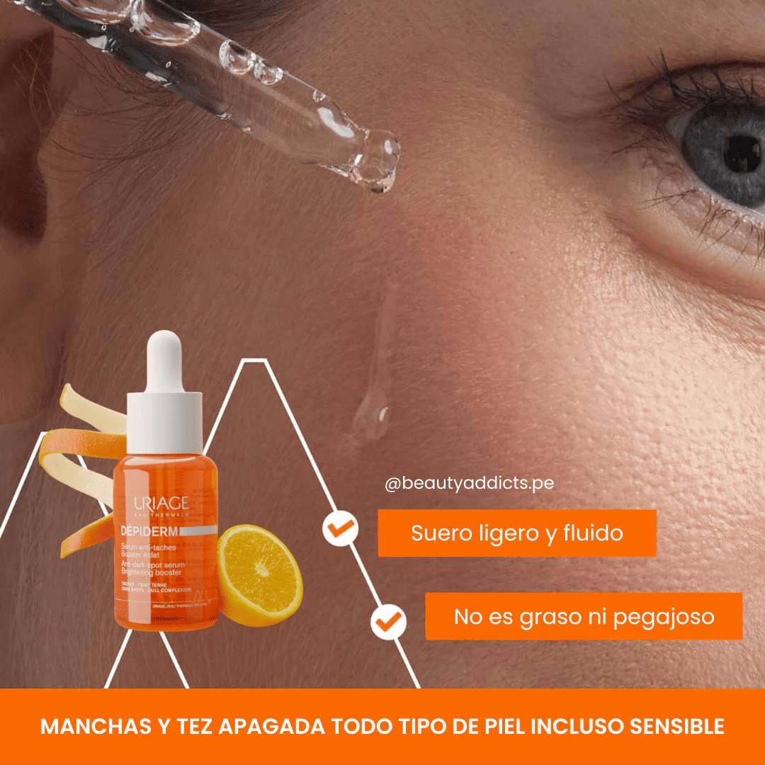 Sérum Uriage Depiderm Booster con Mela Technology, vitamina C y niacinamida para iluminar y reducir manchas