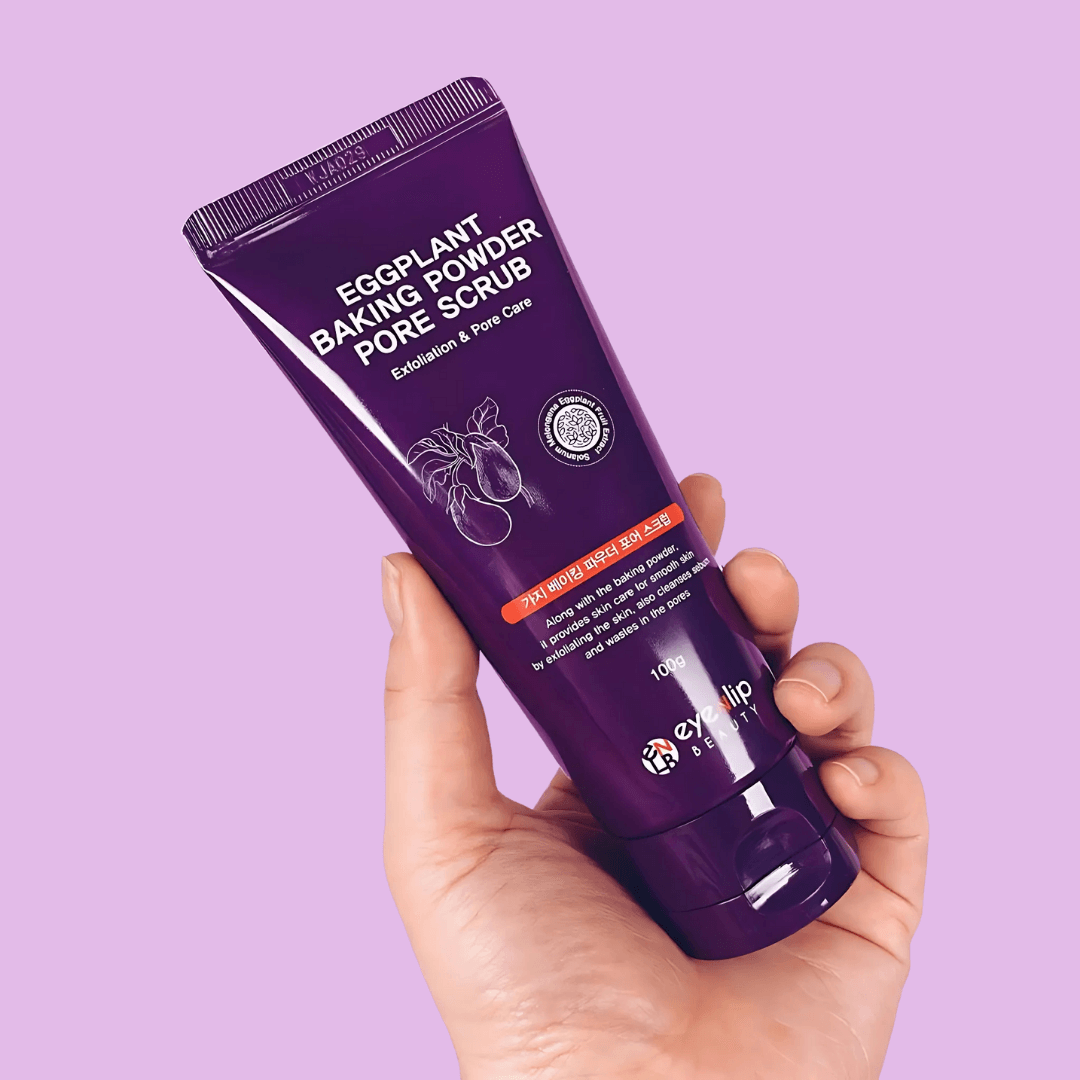 Eggplant Baking Powder Pore Scrub de Eyenlip que limpia puntos negros y suaviza la piel.