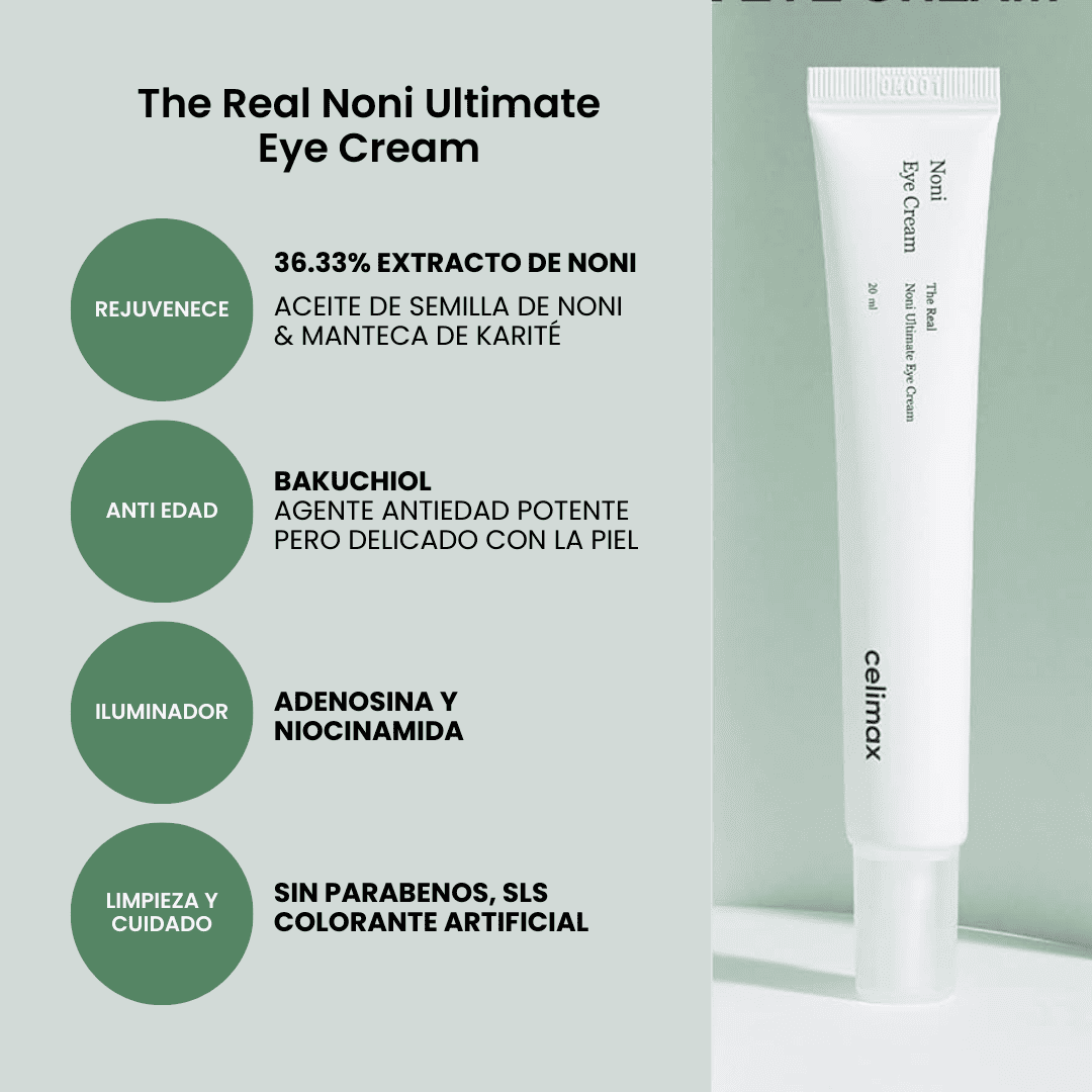 The Real Noni Ultimate Eye Cream que rejuvenece en un 36.33% el contorno de ojos con extracto de Noni.