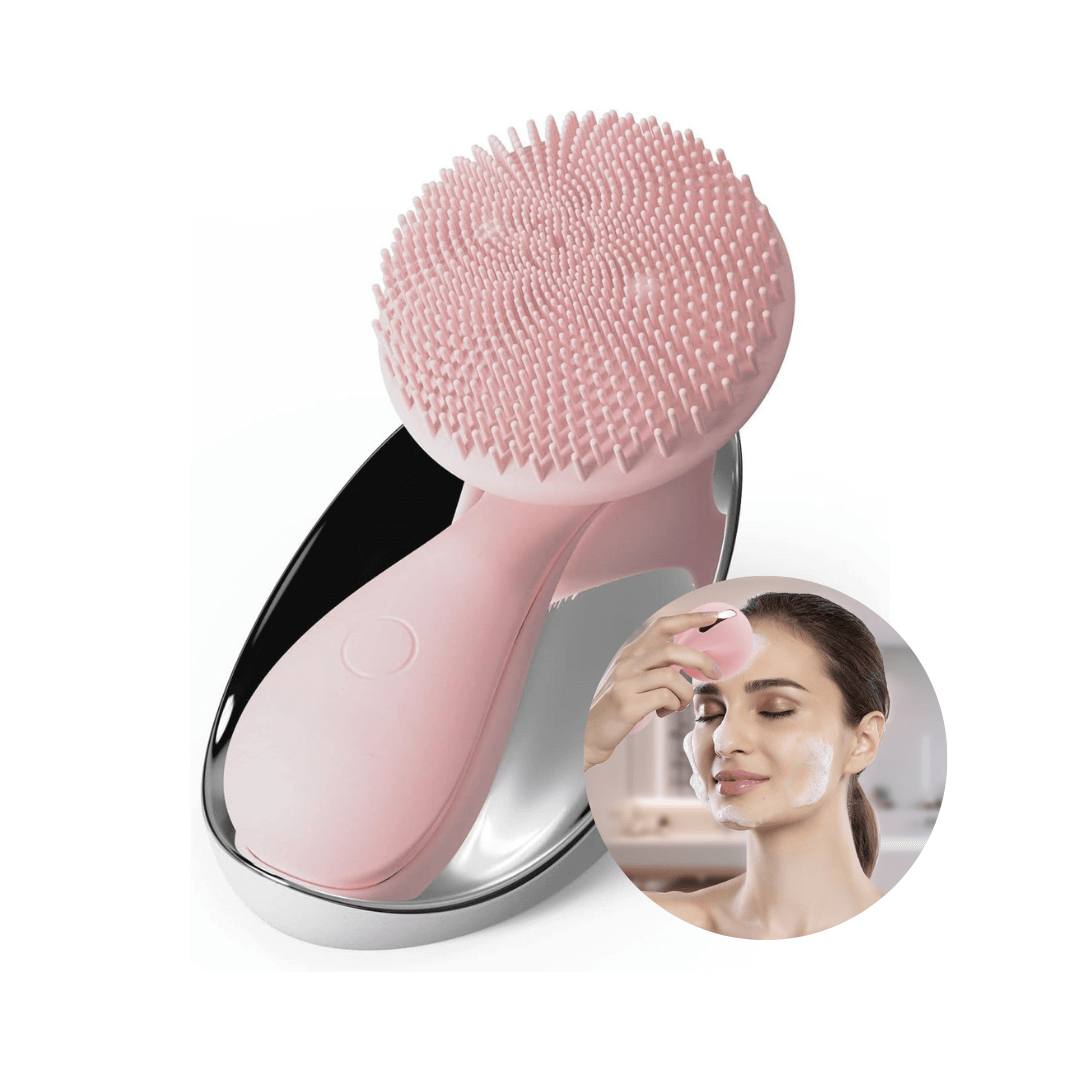 Cepillo de limpieza facial con cerdas de silicona para una limpieza profunda y suave.