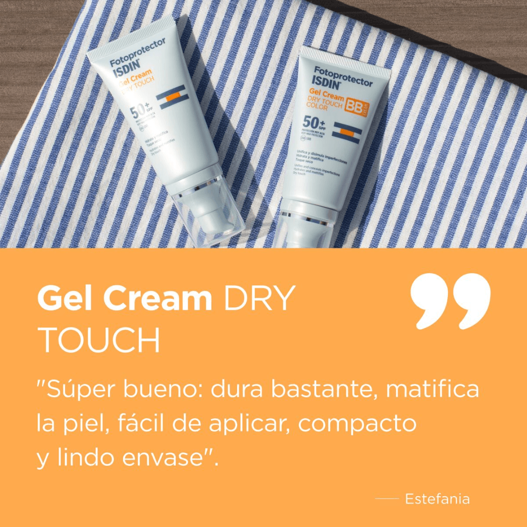 Gel Cream Dry Touch de ISDIN protege del sol y controla el brillo en piel mixta o grasa.