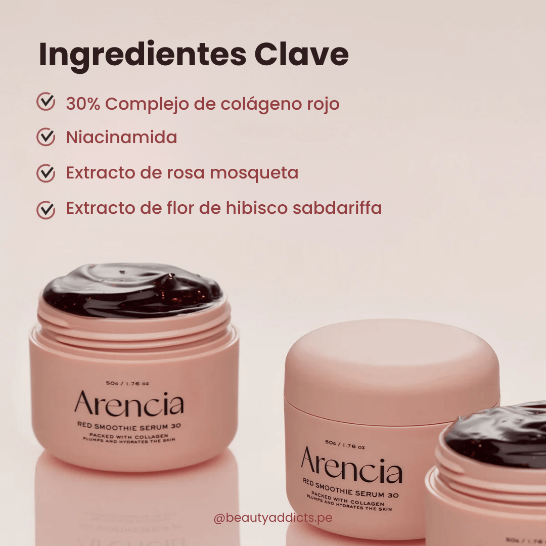 Fresh Red Smoothie Serum 30 de Arencia con 30% de colágeno rojo para una piel firme y elástica.