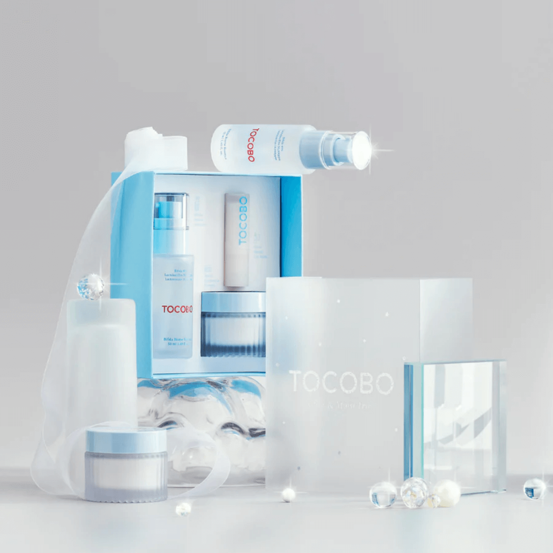 Glow Moist Trio Set de Tocobo con fórmula vegana para hidratar, fortalecer y proteger la piel y labios.