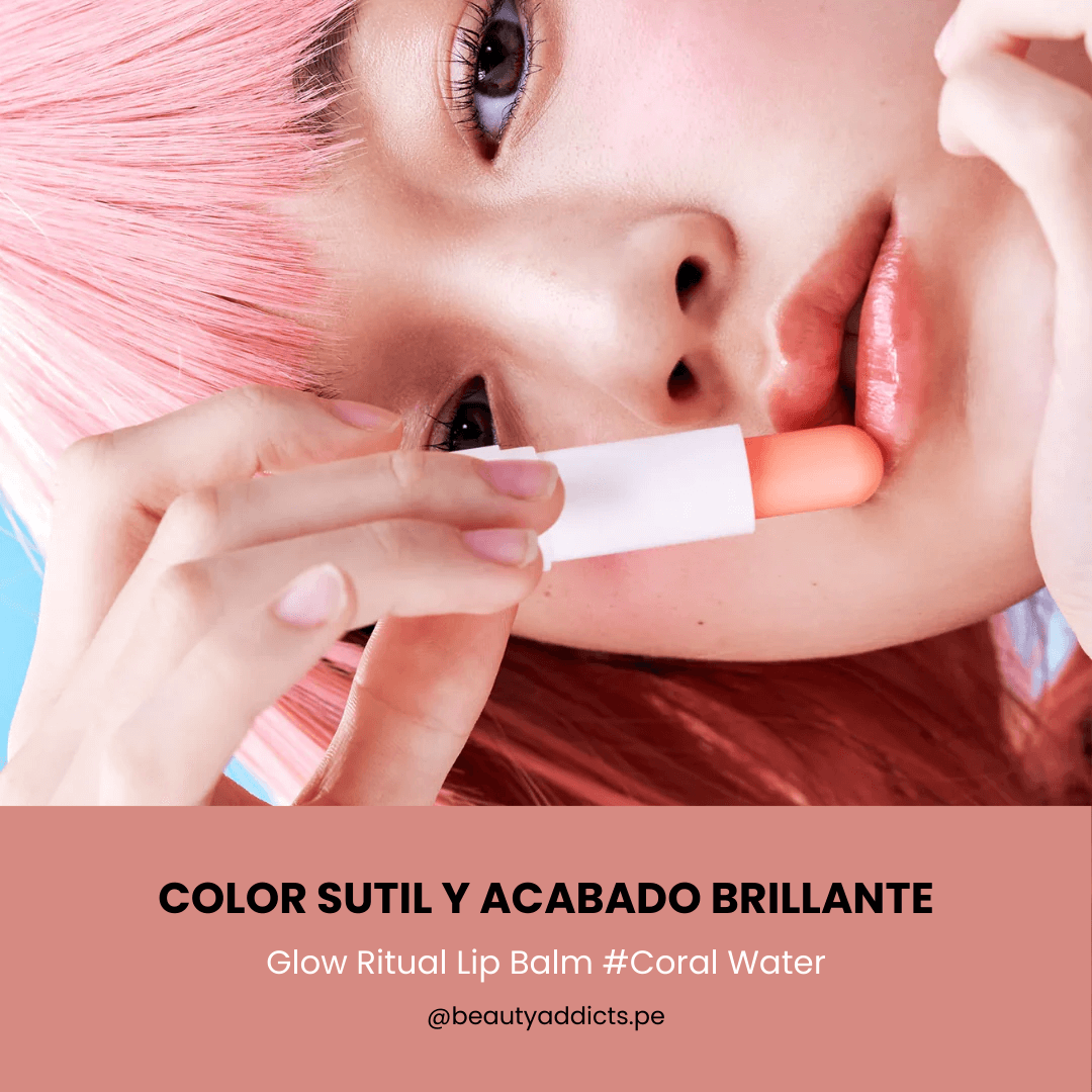 Glow Ritual Lip Balm que hidrata y da brillo natural a los labios.
