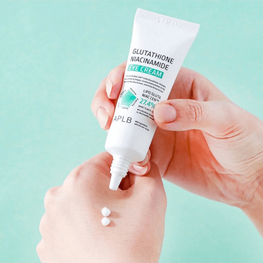 APLB Glutathione Eye Cream para iluminar mirada, mejorando arrugas y ojeras.