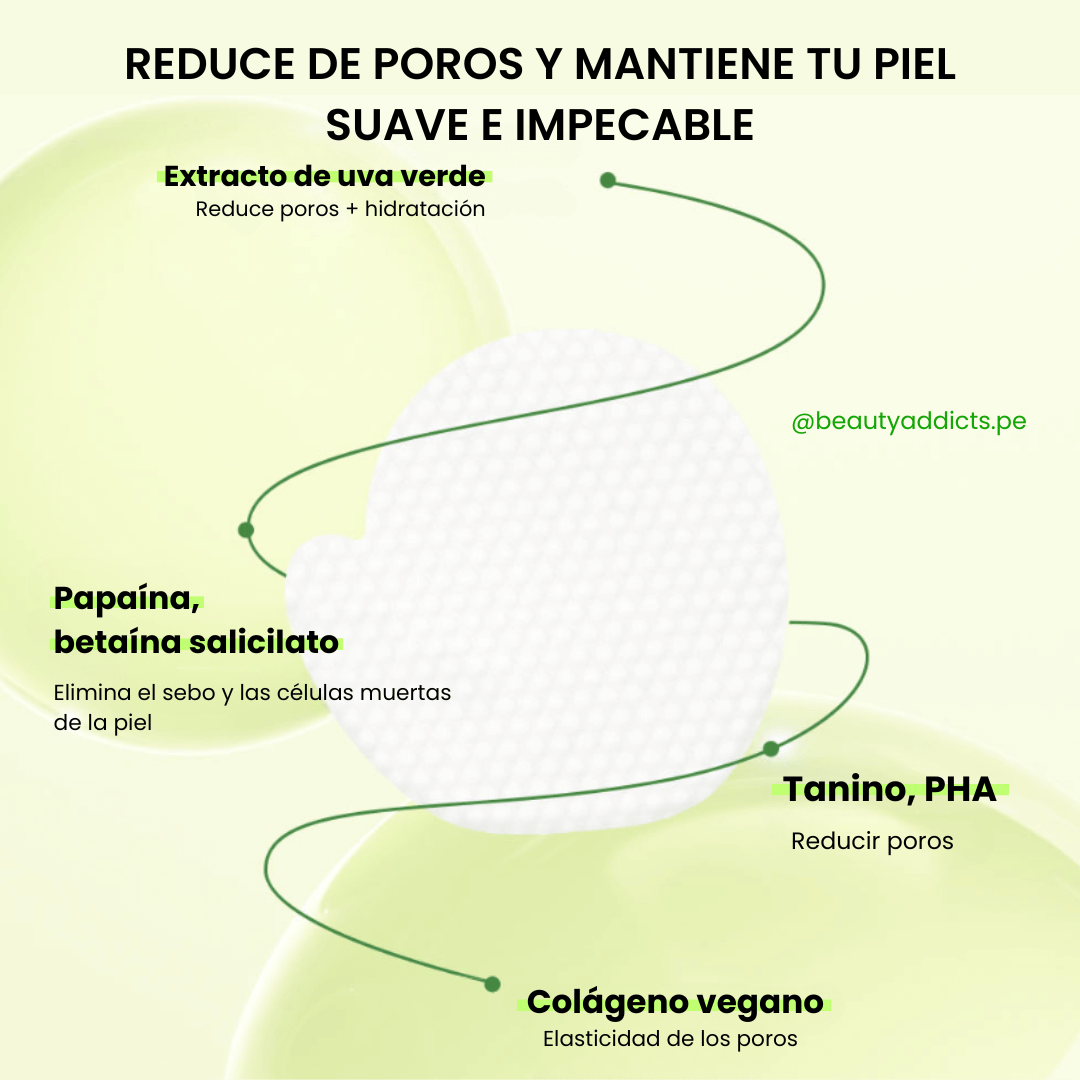 Green Grape Pore Peeling Pad de Frudia que elimina las células muertas y el sebo de la piel.