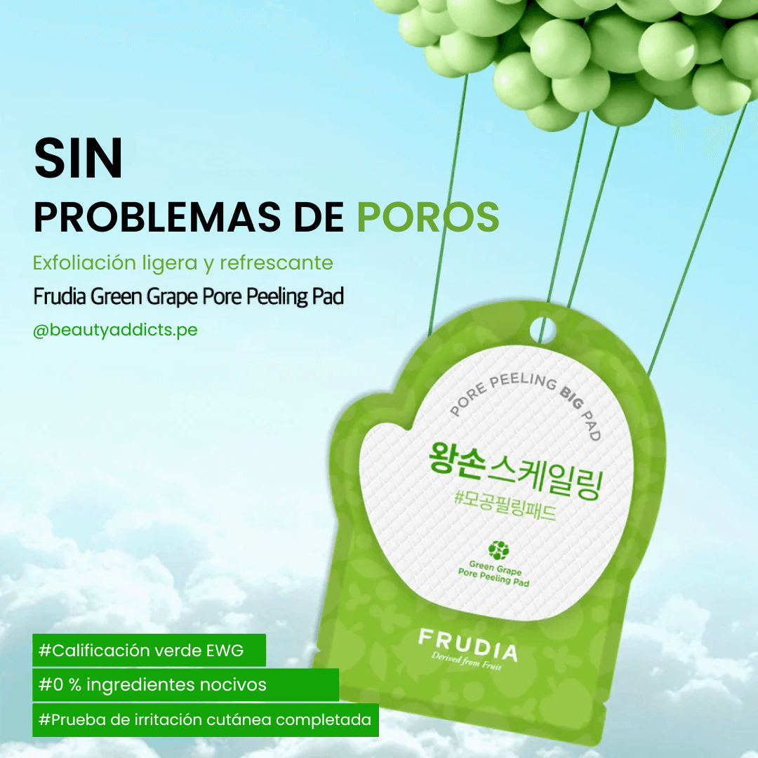 Green Grape Pore Peeling Pad de Frudia exfolia sin irritar gracias a su fórmula suave.